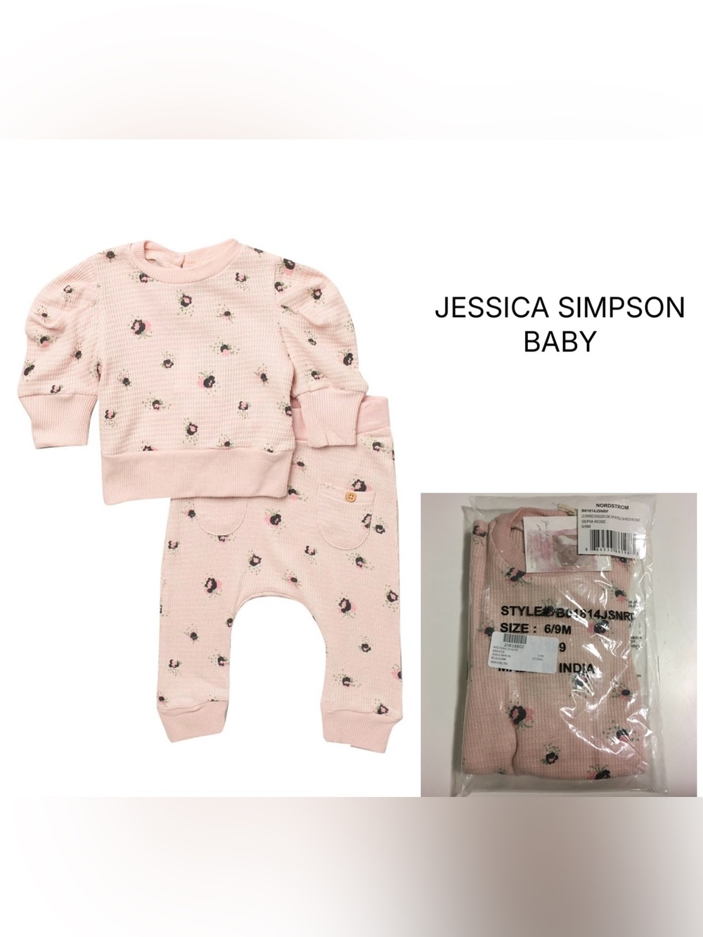 JESSICA SIMPSON BABY - 6/9M - NWT - 2PC PINK FLORAL OUTFIT
